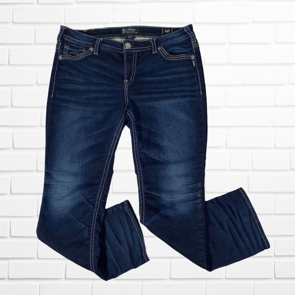 Silver Jeans Womens Size 16 Aiko Mid Slim Boot Dark Blue Joga Pants Casual